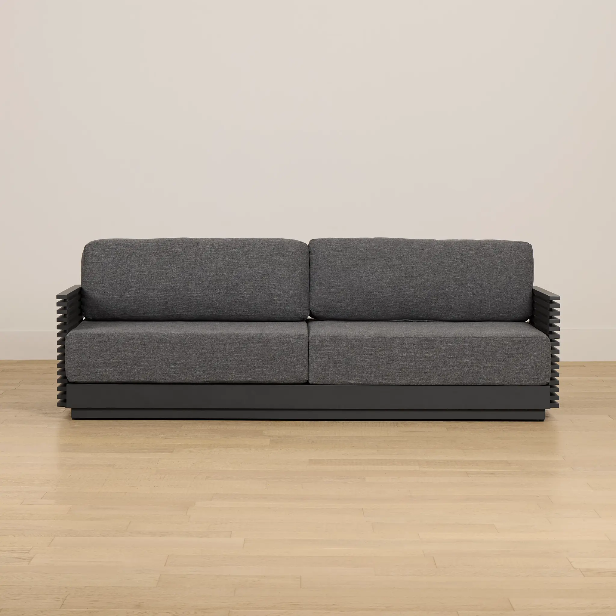 Monterey Black Aluminum Sofa With Gray Cushions Monterey Black Aluminum Sofa With Gray Cushions