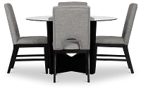 Oxford Glass Round Table & 4 Upholstered Chairs