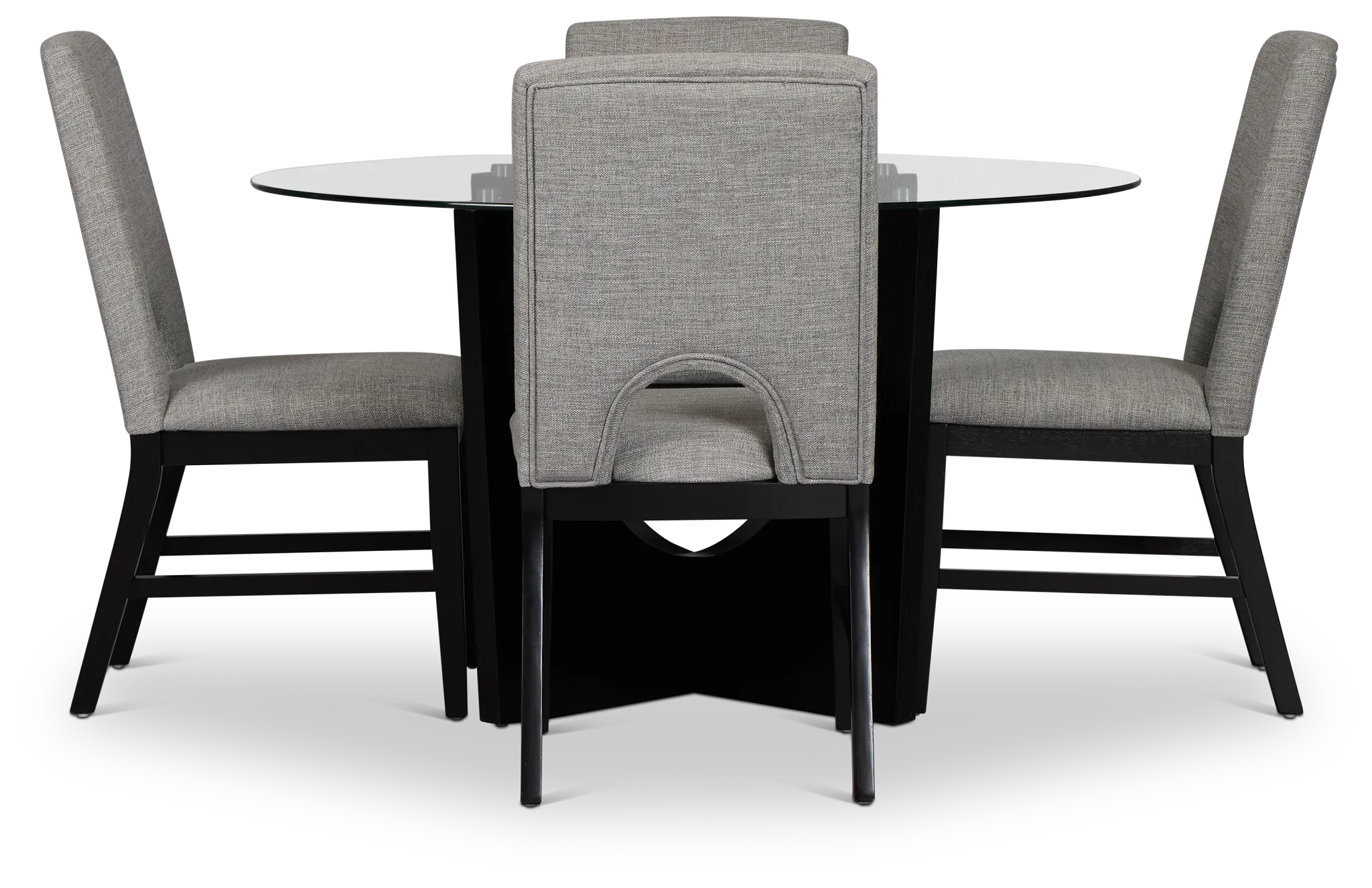 Oxford Glass Round Table & 4 Upholstered Chairs