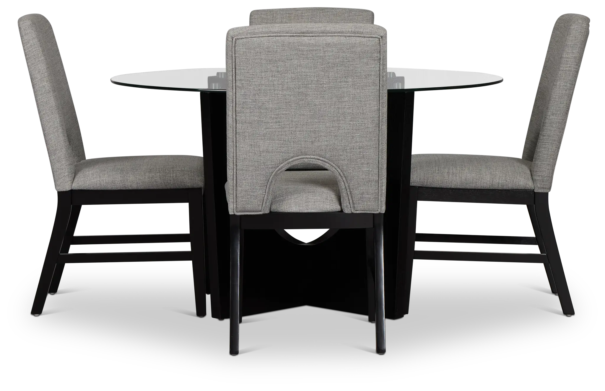 Oxford Glass Round Table & 4 Upholstered Chairs Oxford Glass Round Table & 4 Upholstered Chairs