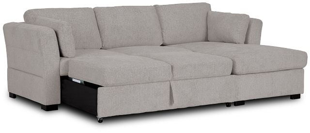 Amber Light Gray Fabric Small Right Chaise Sleeper Sectional
