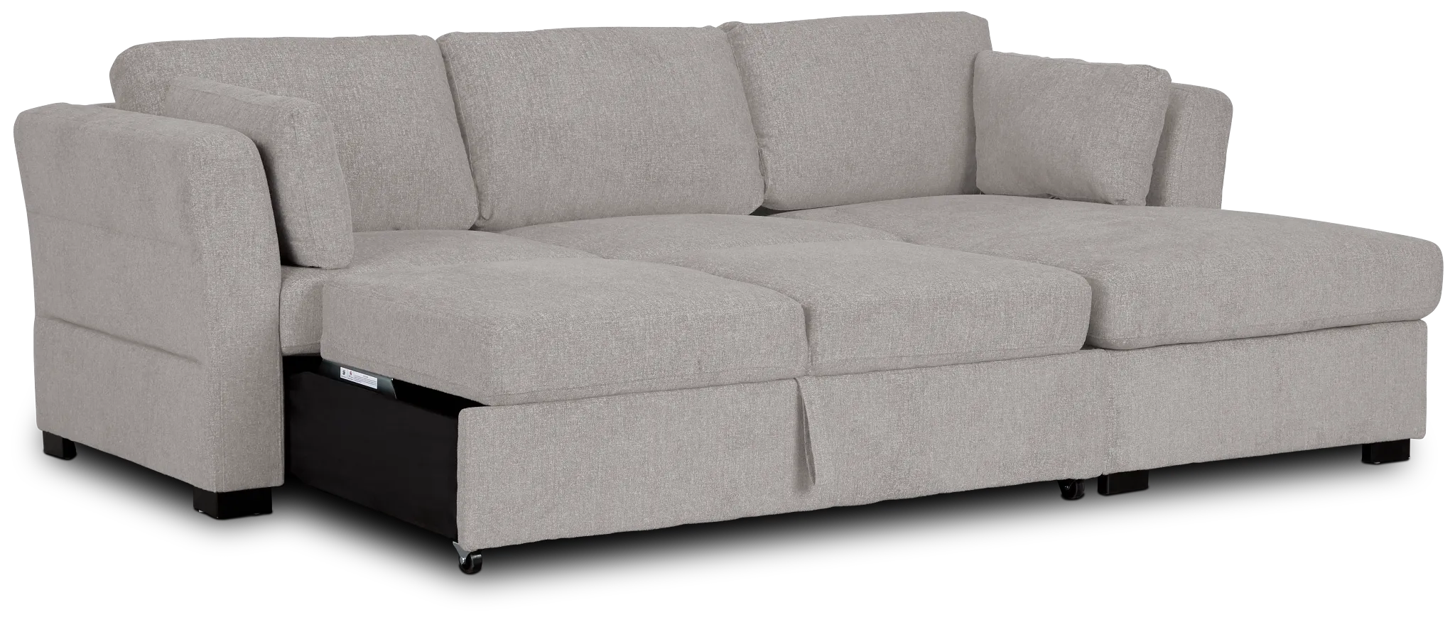Amber Light Gray Fabric Small Right Chaise Storage Sleeper Sectional