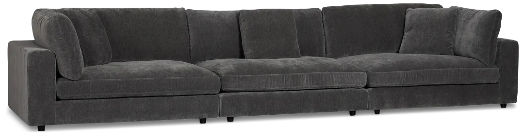 Lounge Dark Gray Fabric 3 Piece Modular Sofa