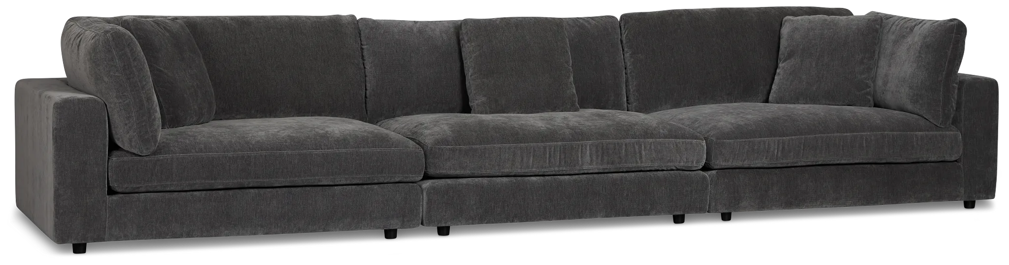 Lounge Dark Gray Fabric 3 Piece Modular Sofa