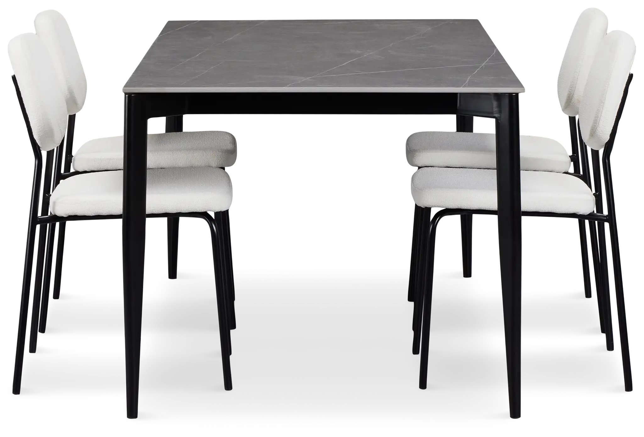 Andover Gray Rect Table & 4 White Upholstered Chairs Andover Gray Rect Table & 4 White Upholstered Chairs
