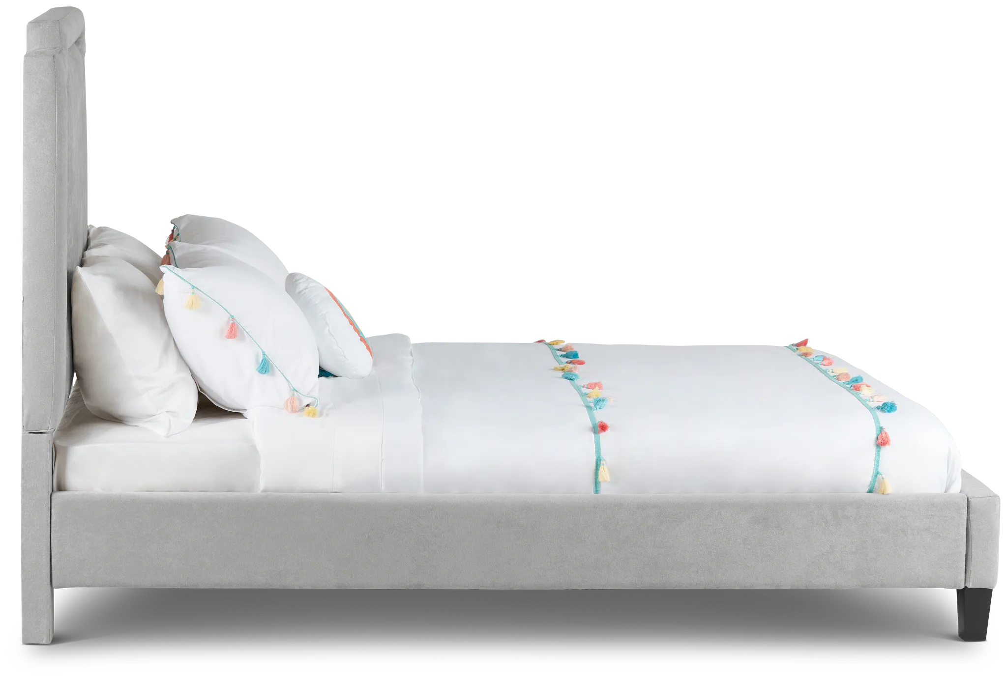 Whitney Light Gray Uph Platform Bed