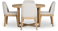 Lyndie Light Tone Round Table & 4 Upholstered Chairs