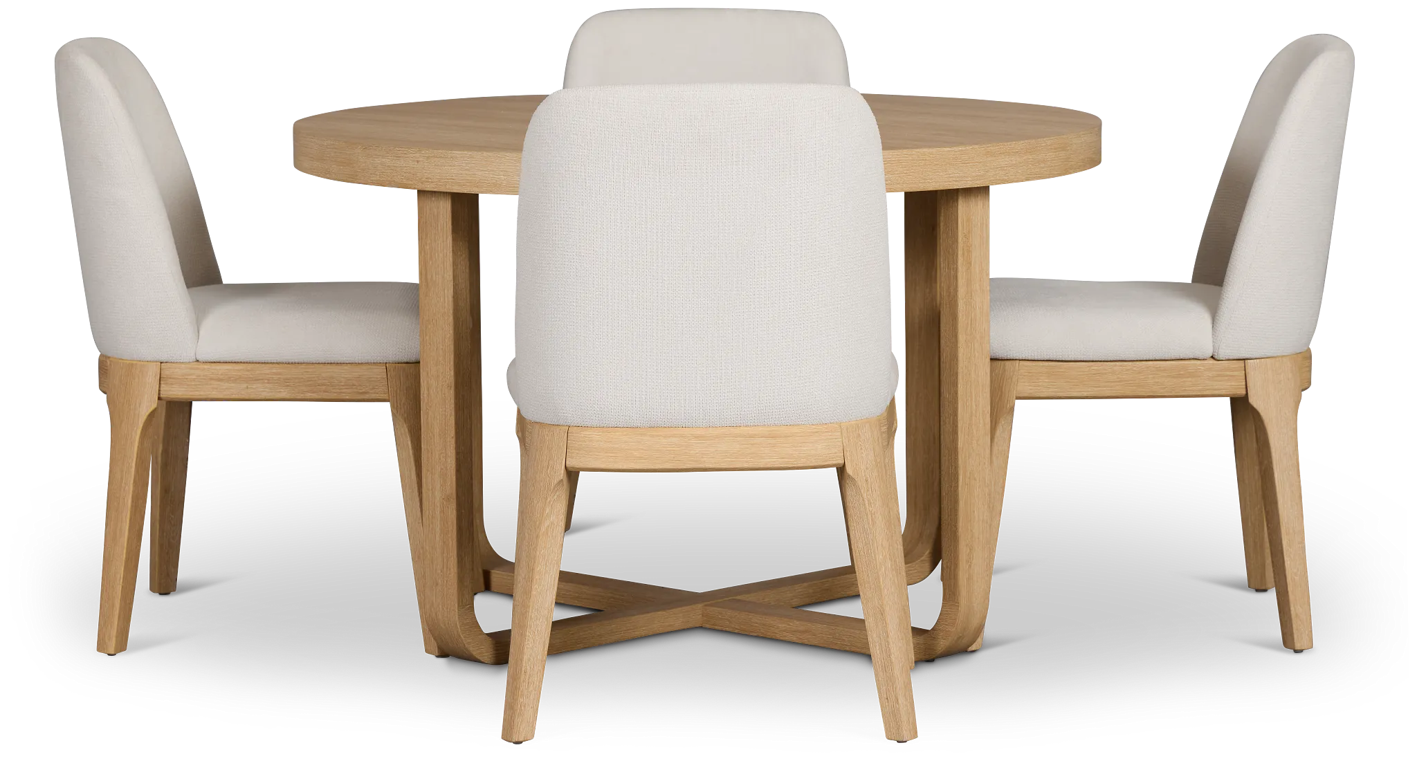 Lyndie Light Tone Round Table & 4 Upholstered Chairs