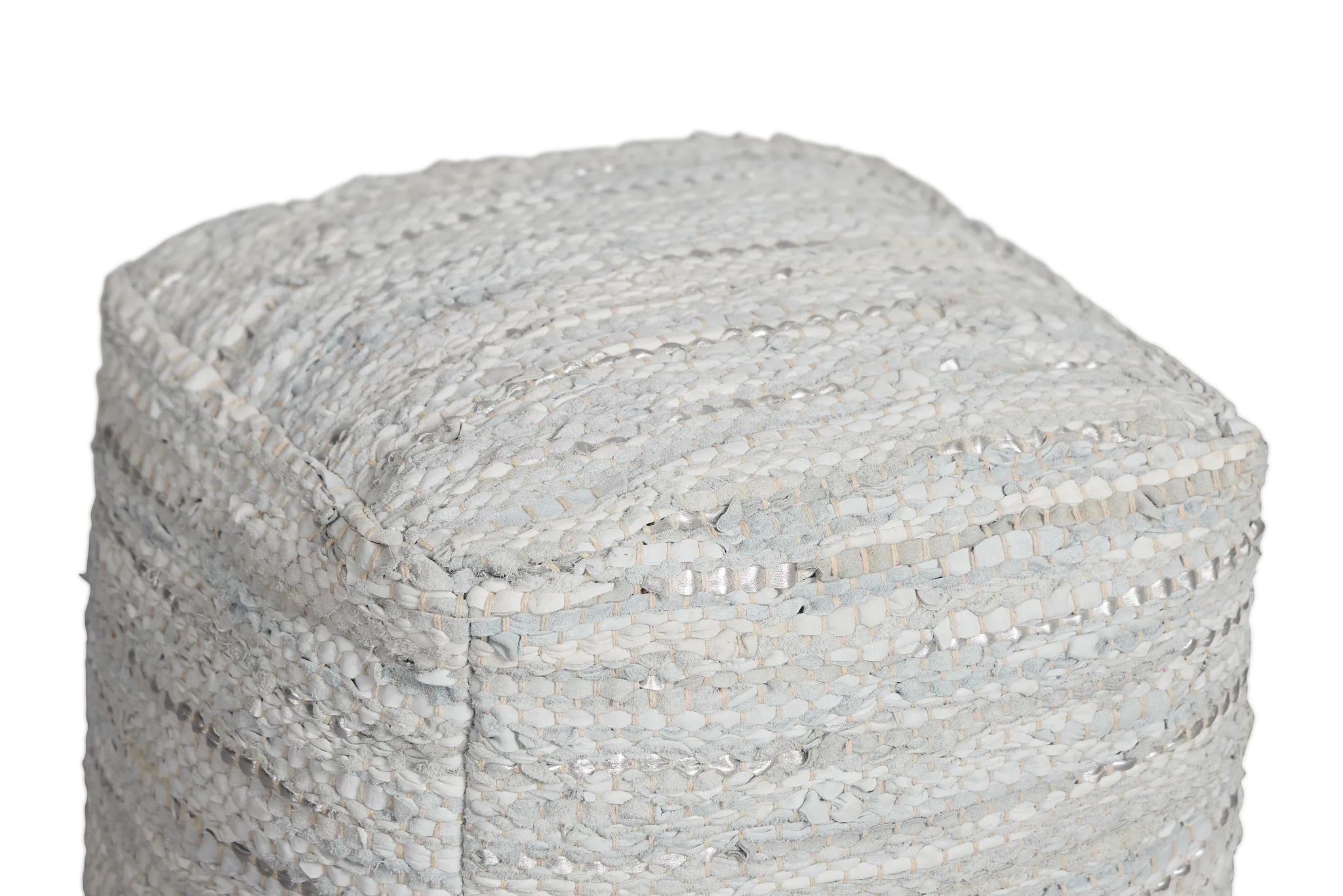 Ayana Silver Accent Pouf