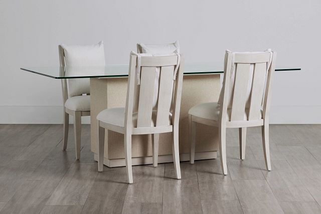 Marseilles Glass Rectangular Table & 4 Upholstered Chairs
