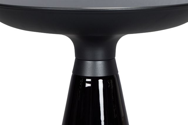Ambrose Black Glass Round End Table