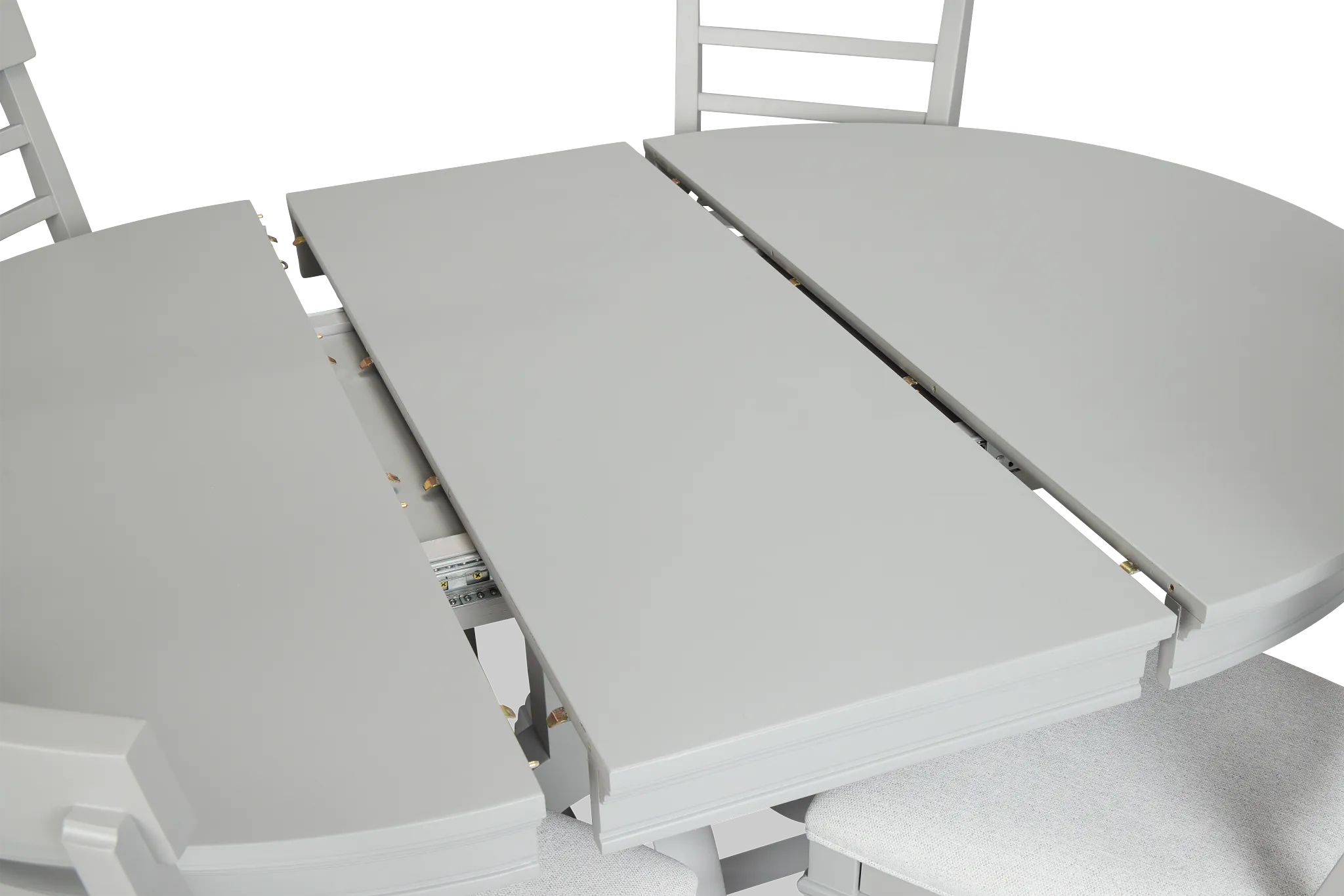 Cape Cod Gray Round Table & 4 Upholstered Chairs