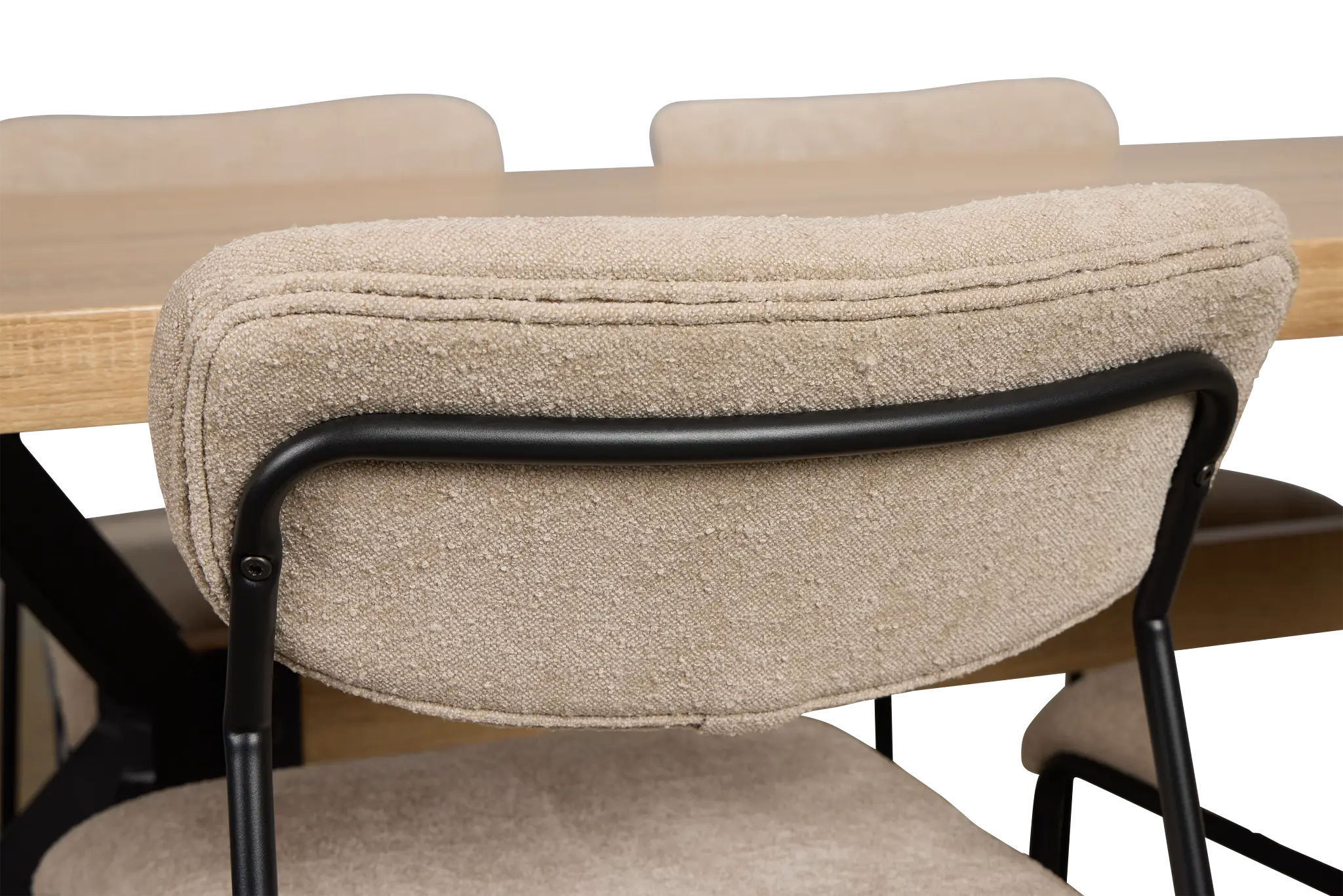 Lynden Light Tone Rect Table & 4 Beige Metal Upholstered Side Chairs Lynden Light Tone Rect Table & 4 Beige Metal Upholstered Side Chairs