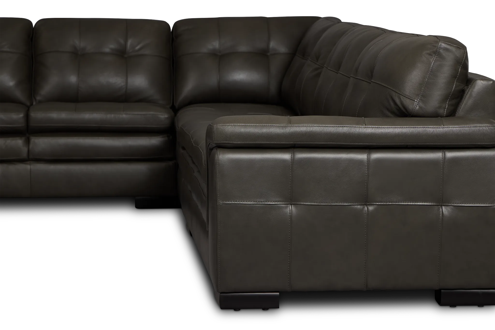 Braden Dark Gray Leather Medium Left Chaise Sectional