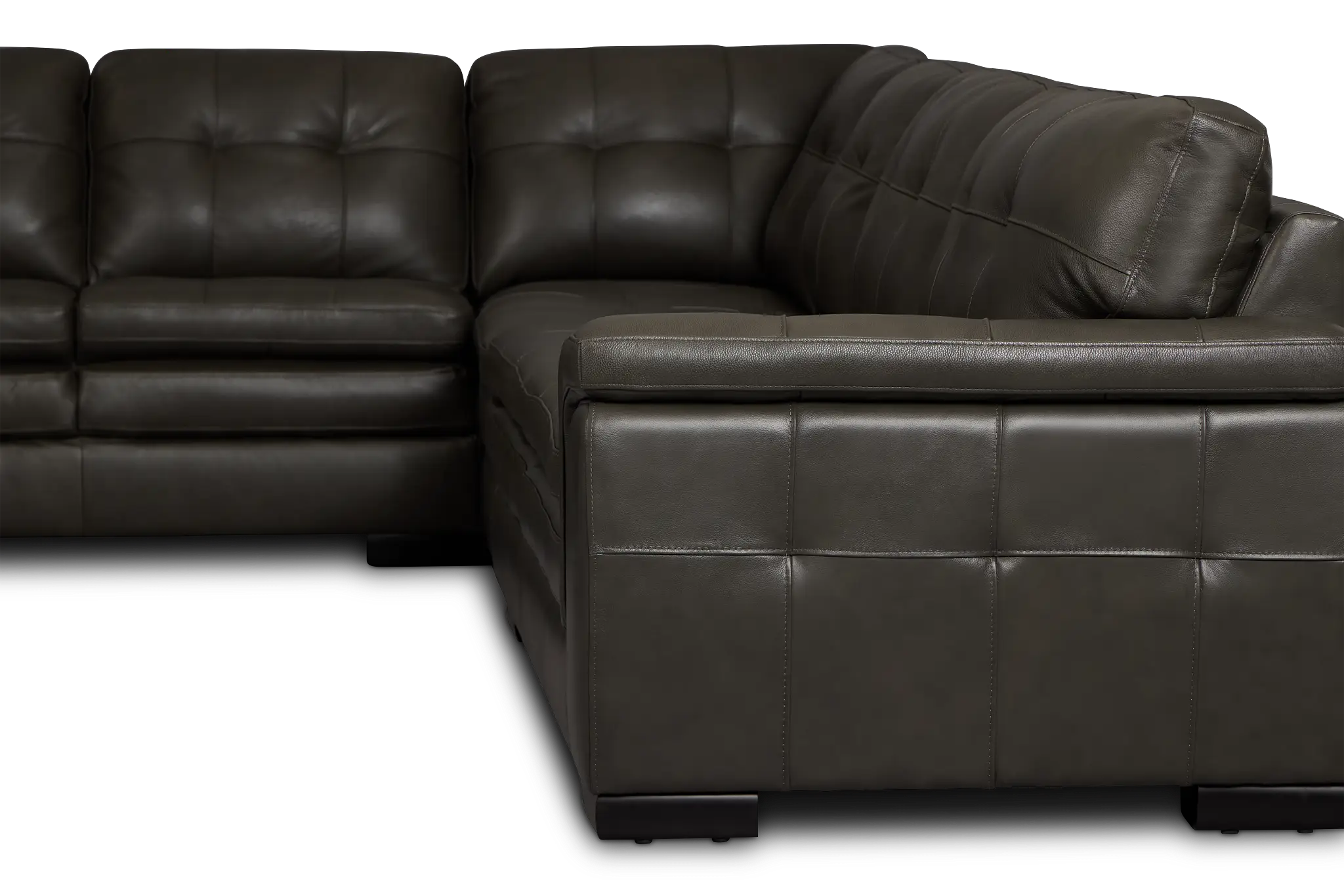 Braden Dark Gray Leather Medium Left Chaise Sectional Braden Dark Gray Leather Medium Left Chaise Sectional