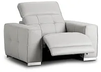 Reva Gray Leather Power Recliner With Power Headrest