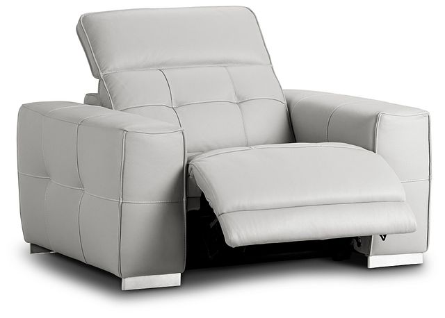 Reva Gray Leather Power Recliner With Power Headrest (2)