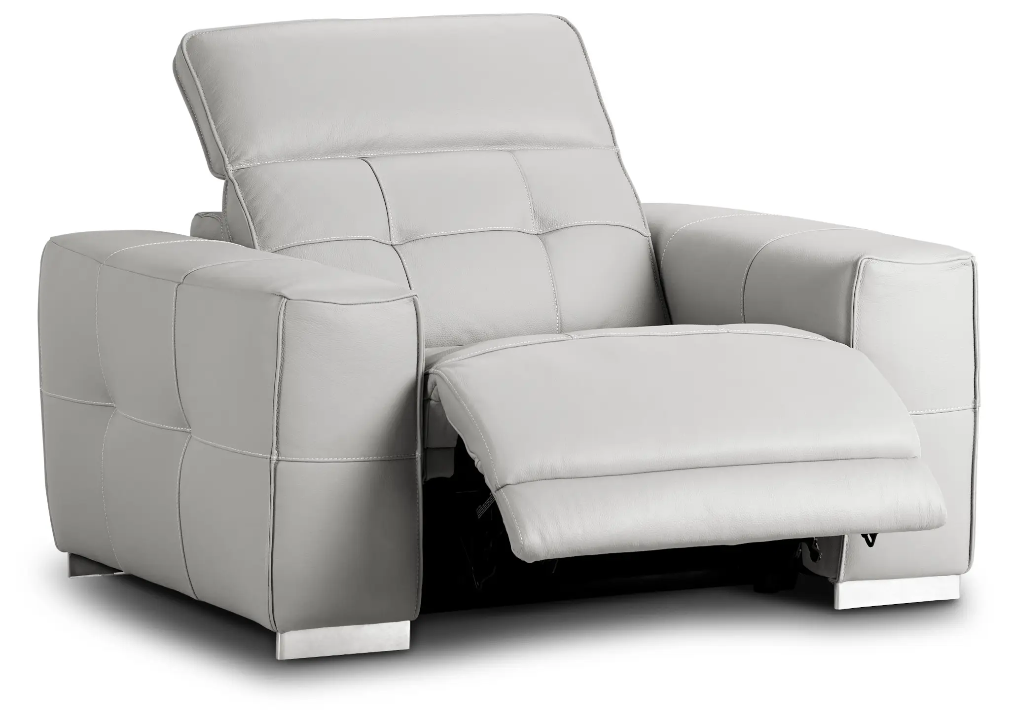 Reva Gray Leather Power Recliner With Power Headrest Reva Gray Leather Power Recliner With Power Headrest
