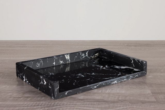 Ludo Black Marble Tray