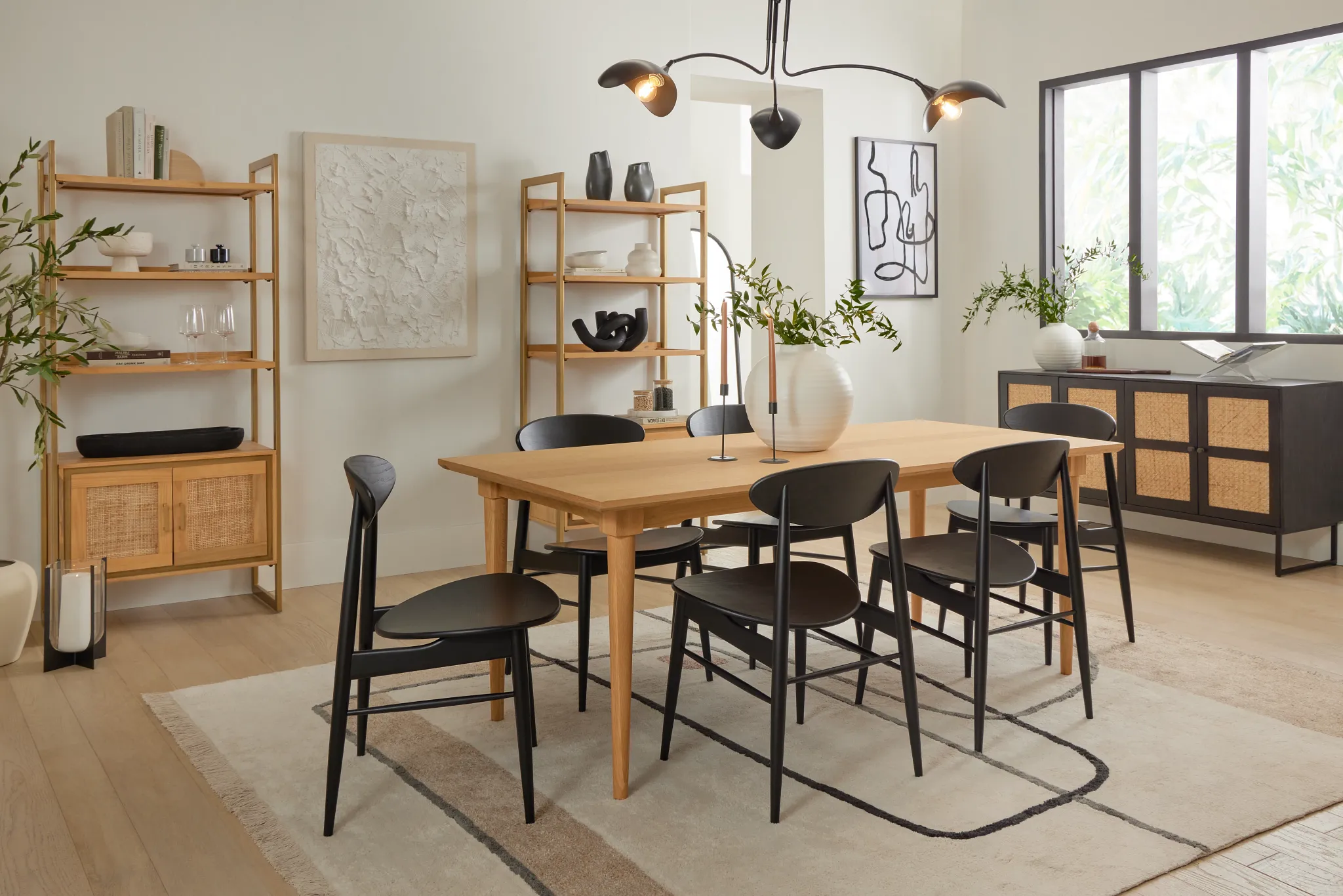 Stockton Light Tone Rect Table & 4 Wood Chairs