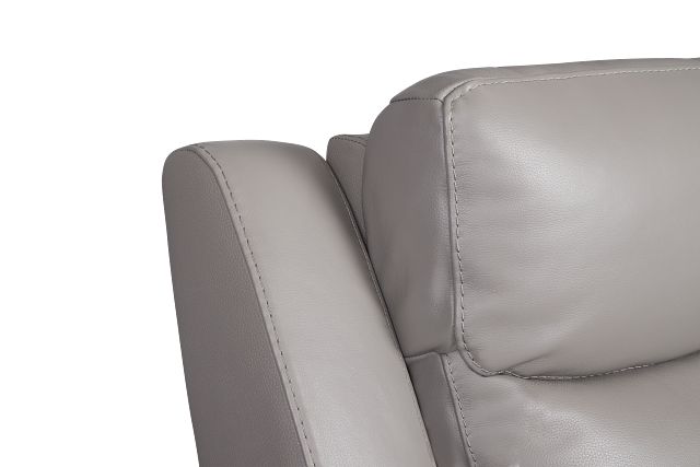 Walker Light Gray Lthr/vinyl Power Reclining Sofa W/ Power Headrest