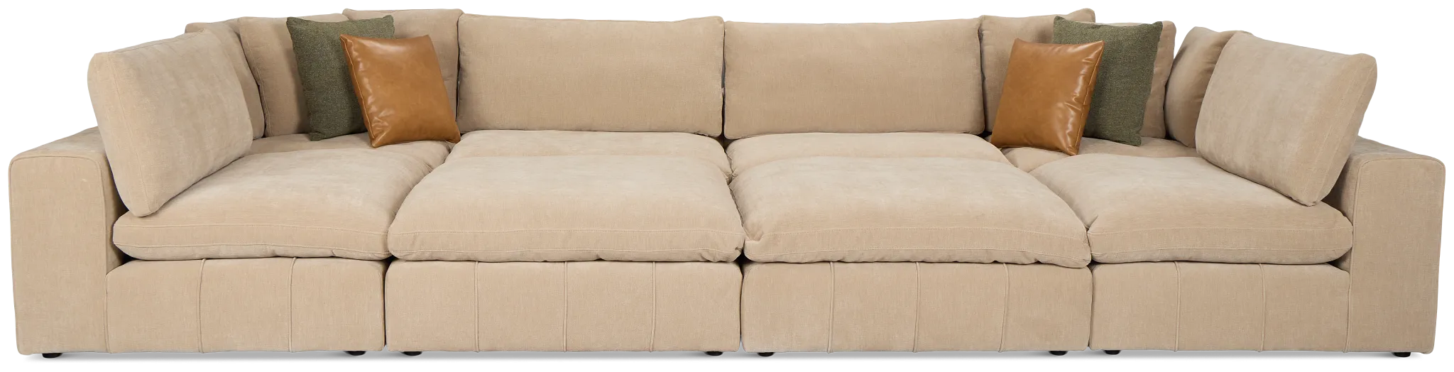 Cruz Light Beige Fabric 8-piece Pit Sectional