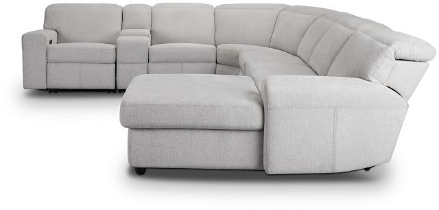 Callum Light Gray Fabric Medium Right Triple Power Chaise Sleeper Sectional