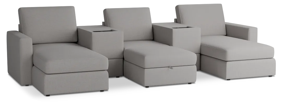 Citymod Light Gray Fabric 6-piece Home Theater With Storage Consoles