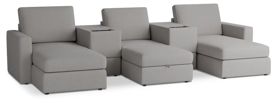 Citymod Light Gray Fabric 6-piece Home Theater With Storage Consoles Citymod Light Gray Fabric 6-piece Home Theater With Storage Consoles