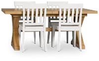 Nantucket Light Tone Rect Table & 4 White Wood Chairs