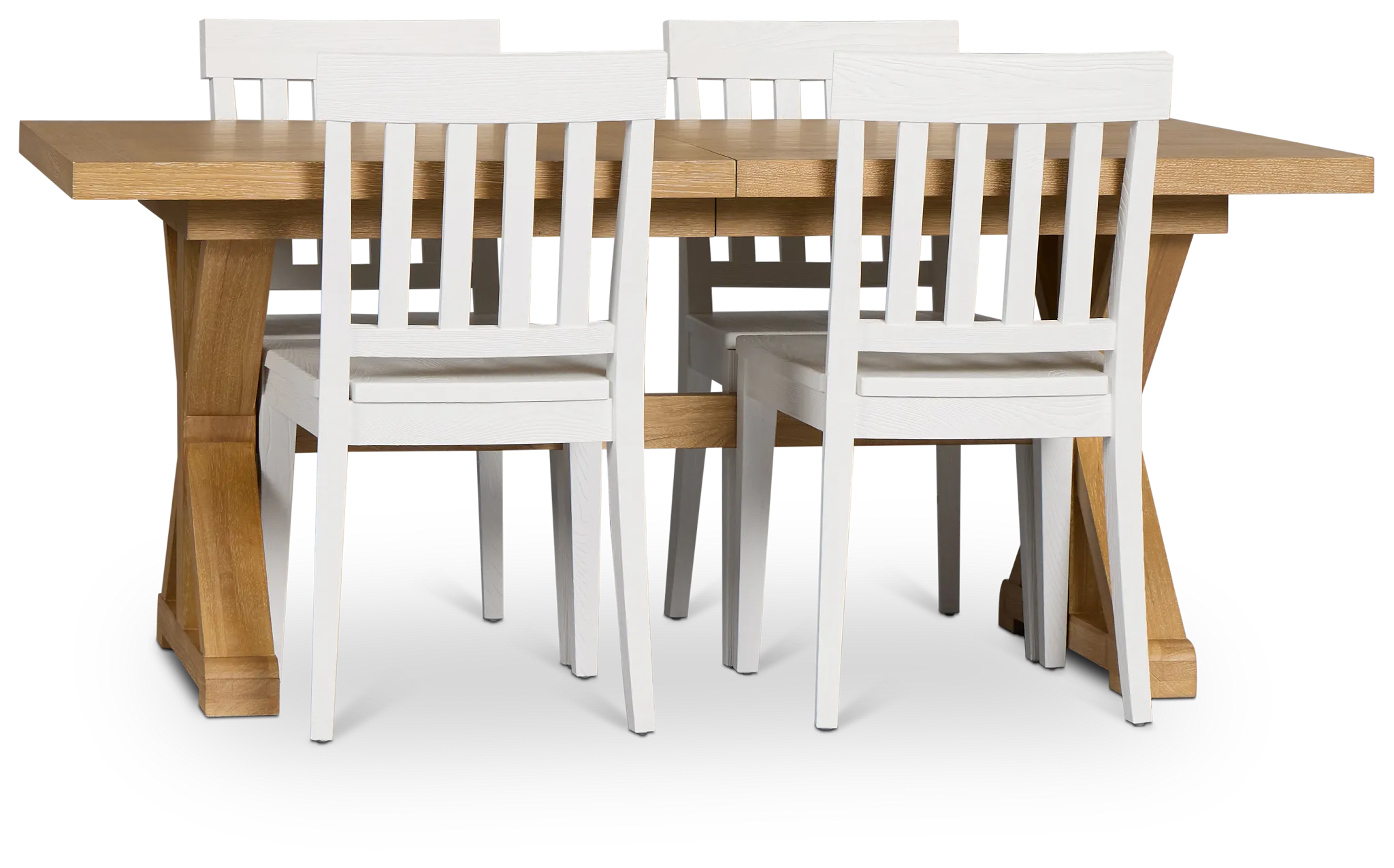 Nantucket Light Tone Rect Table & 4 White Wood Chairs
