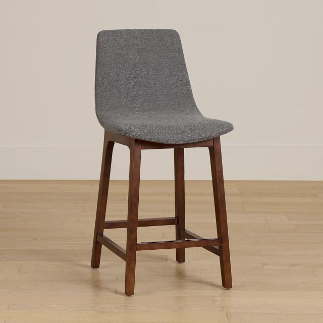 Hamilton Dark Gray Fabric 24" Upholstered Barstool