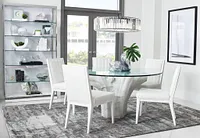 Ocean Drive 60" Glass Table & 4 Wood Chairs