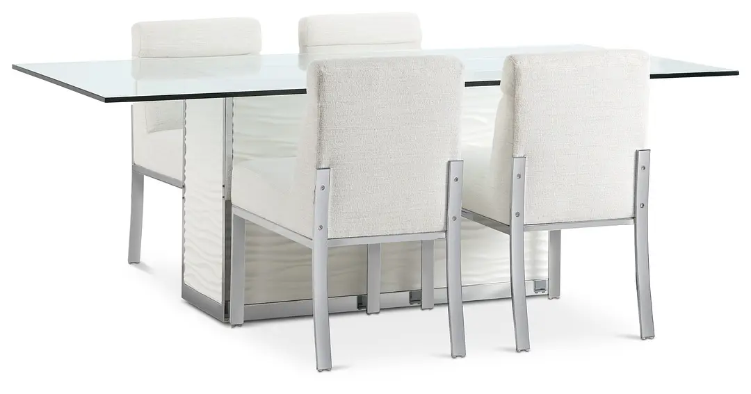 Ocean Drive 86" Glass Table & 4 Upholstered Chairs Ocean Drive 86" Glass Table & 4 Upholstered Chairs