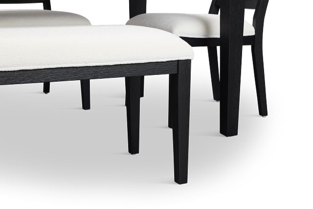 Alden Black Rect Table, 4 Chairs & Bench