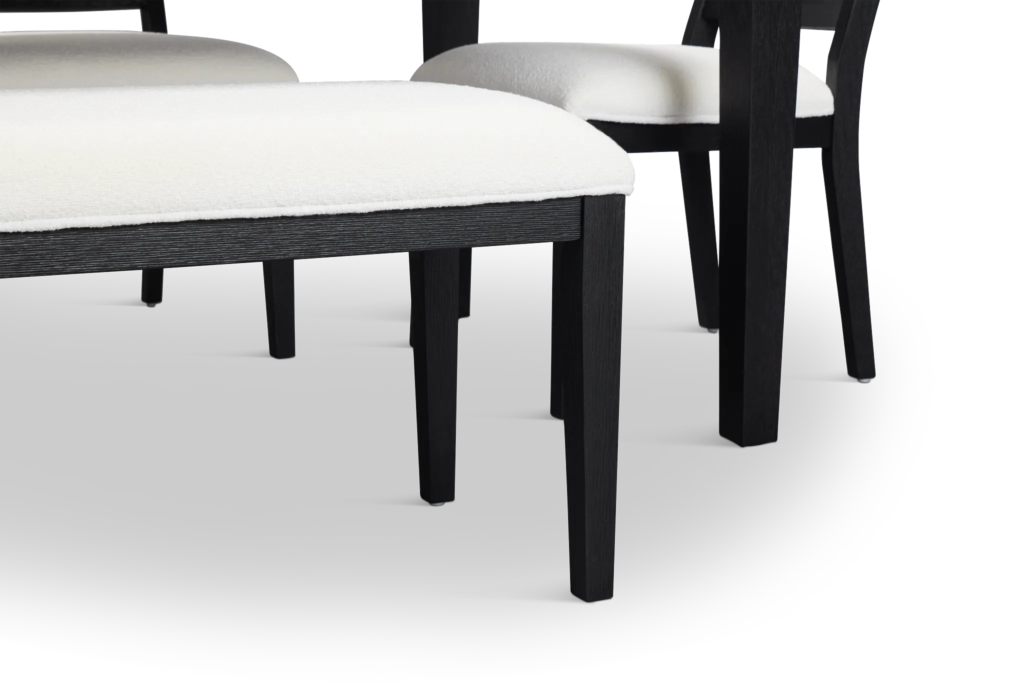 Alden Black Rect Table, 4 Chairs & Bench