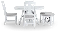 Heron Cove White Round Table, 3 Chairs & Bench