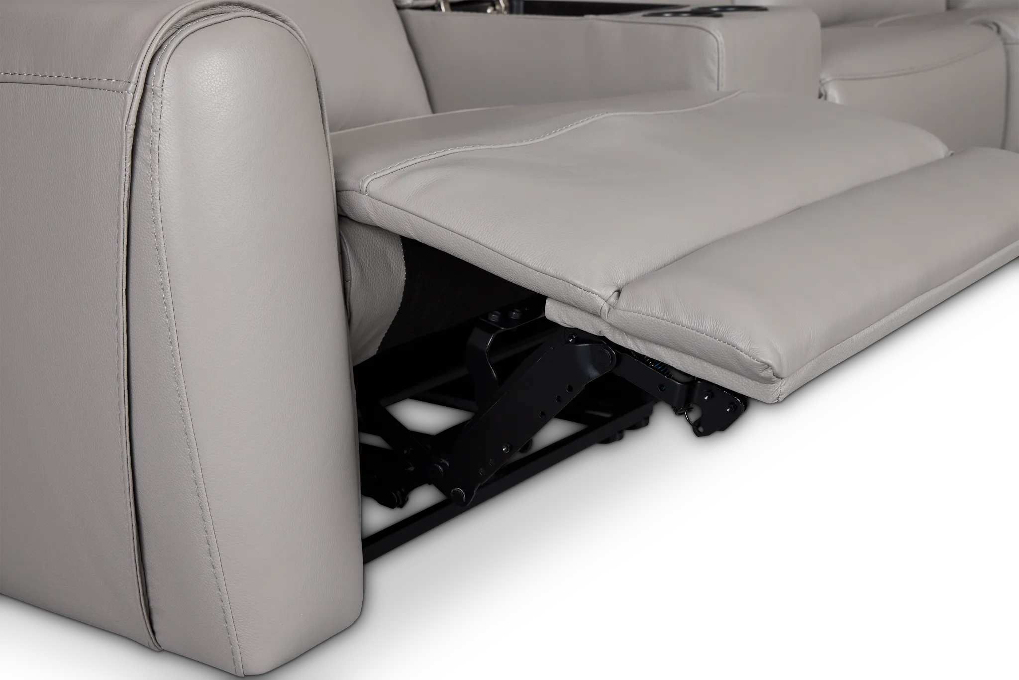 Walker Light Gray Lthr/vinyl Large Triple Power Reclining Two-arm Sectional