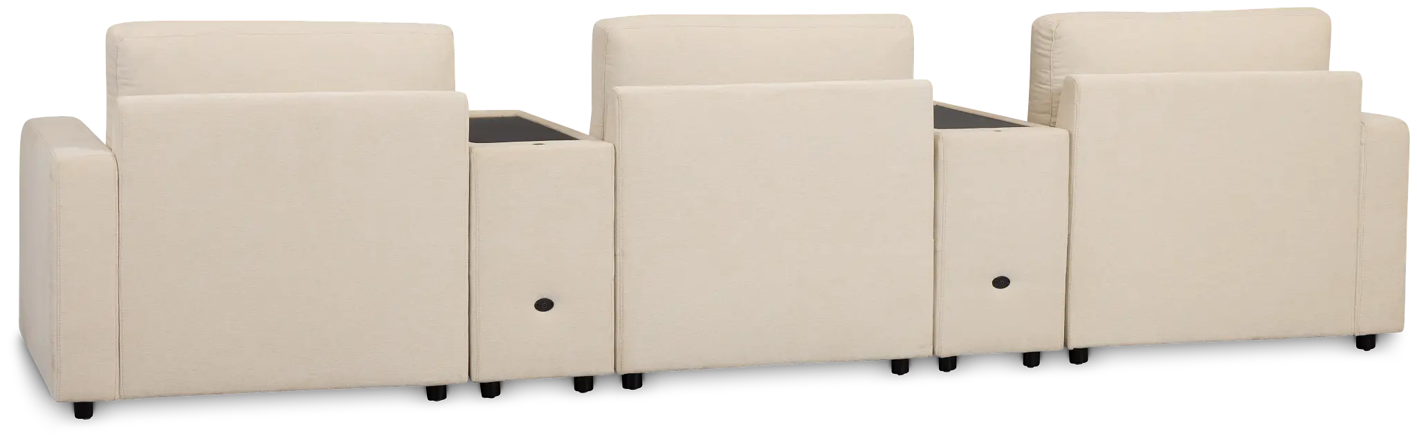 Addie Beige Fabric 6-piece Home Theater With Storage Consoles Addie Beige Fabric 6-piece Home Theater With Storage Consoles