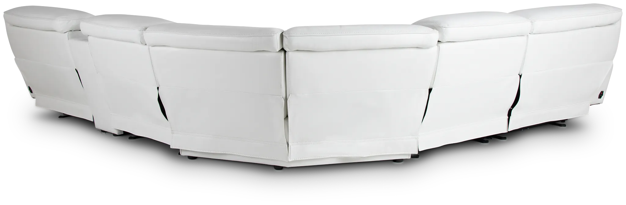Reign White Lthr/vinyl Medium Triple Power 2-arm Sectional