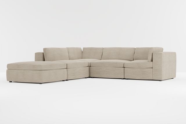 Destin Victory Taupe Fabric 5pc Bumper Sectional