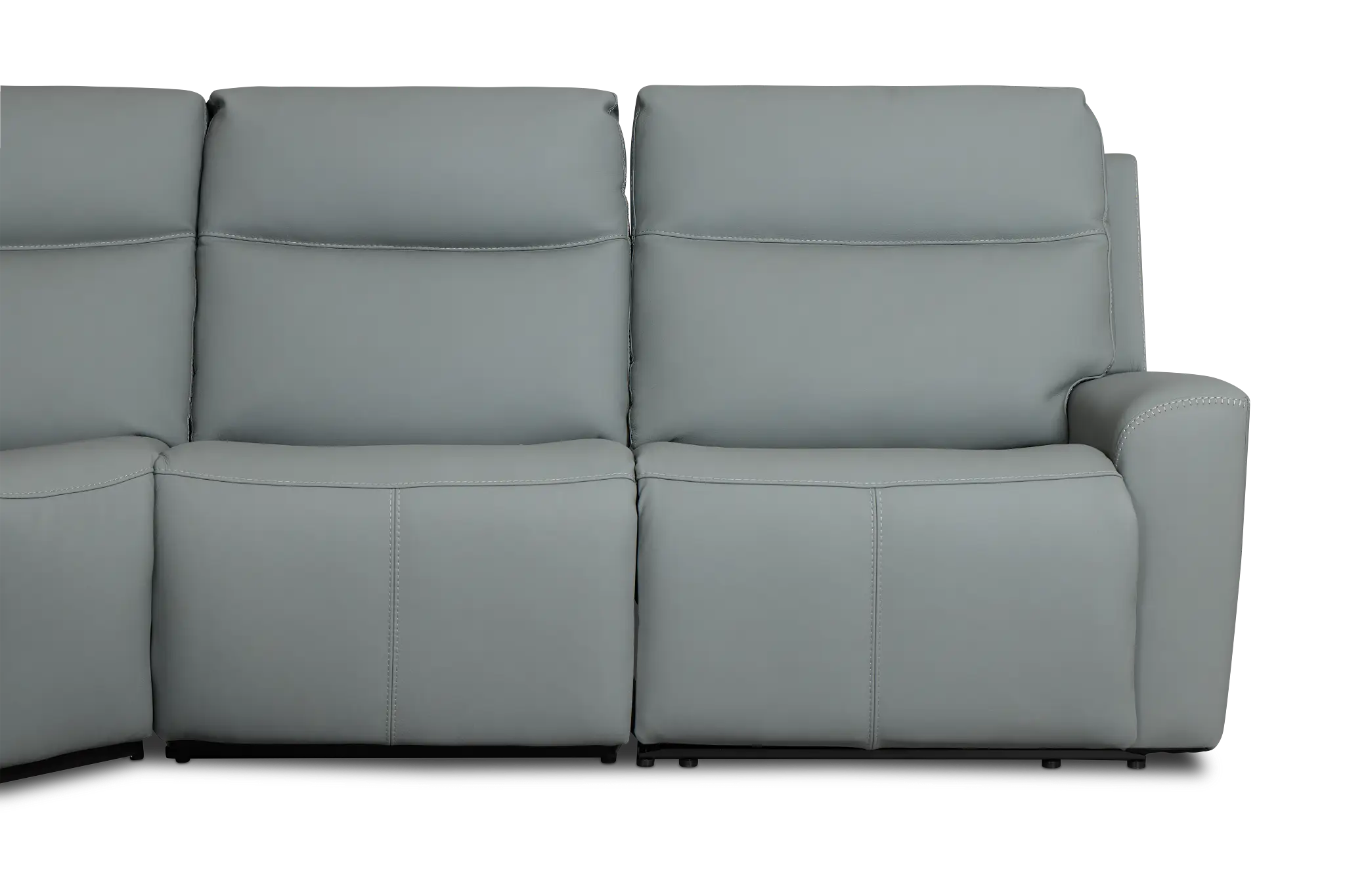 Flexsteel Sterling Blue Lthr/vinyl Small Dual Power Reclining Two-arm Sectional Flexsteel Sterling Blue Lthr/vinyl Small Dual Power Reclining Two-arm Sectional