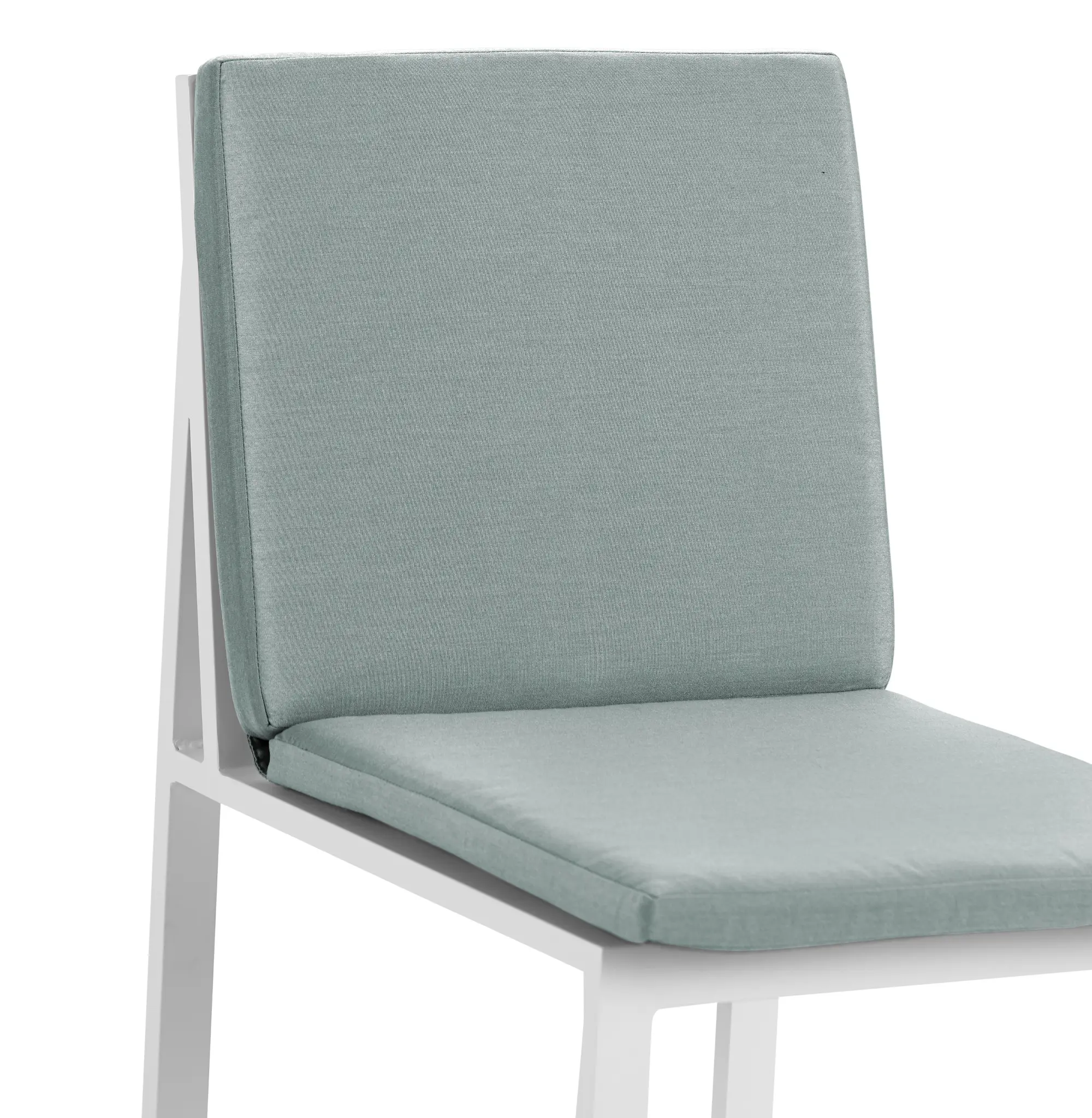 Linear White Teal Aluminum Cushioned Chair Linear White Teal Aluminum Cushioned Chair