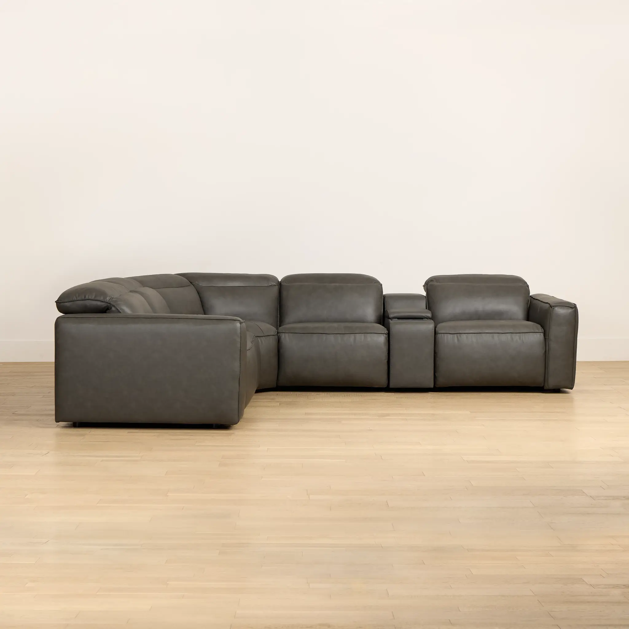 Ryland Dark Gray Lthr/vinyl Medium Triple Power 2-arm Sectional Ryland Dark Gray Lthr/vinyl Medium Triple Power 2-arm Sectional