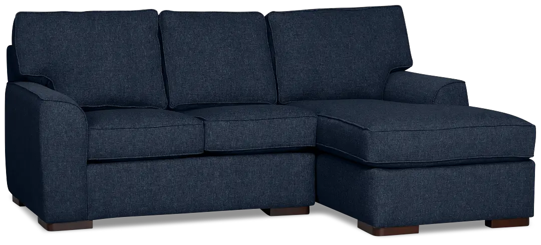 Sinclair Dark Blue Fabric Right Chaise Sectional Sinclair Dark Blue Fabric Right Chaise Sectional