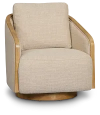 Campbell Beige Fabric Swivel Accent Chair