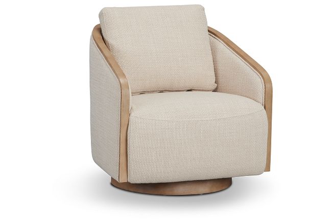 Campbell Beige Fabric Swivel Accent Chair