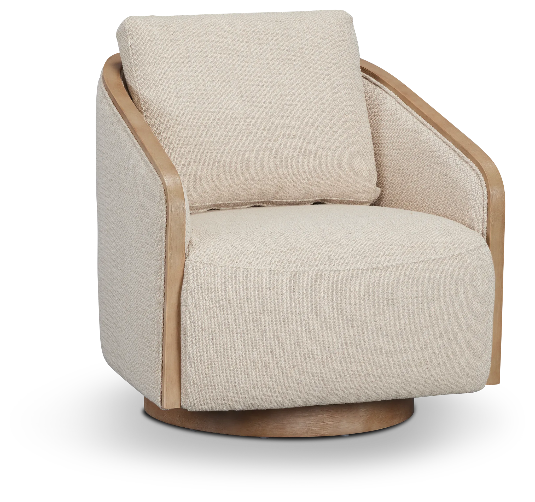 Campbell Beige Fabric Swivel Accent Chair