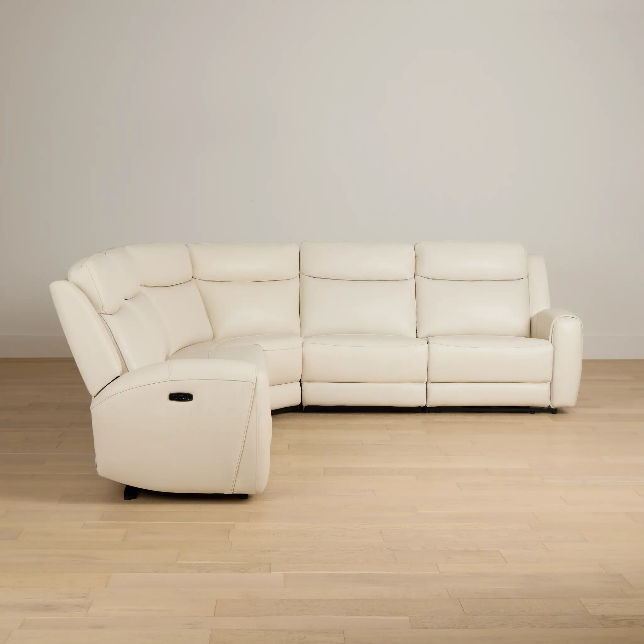 Walker Ivory Lthr/vinyl Small Two-arm Power Reclining Sectional Walker Ivory Lthr/vinyl Small Two-arm Power Reclining Sectional