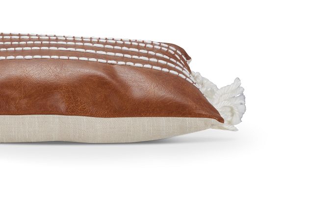 Georgi Brown Leather Lumbar Accent Pillow